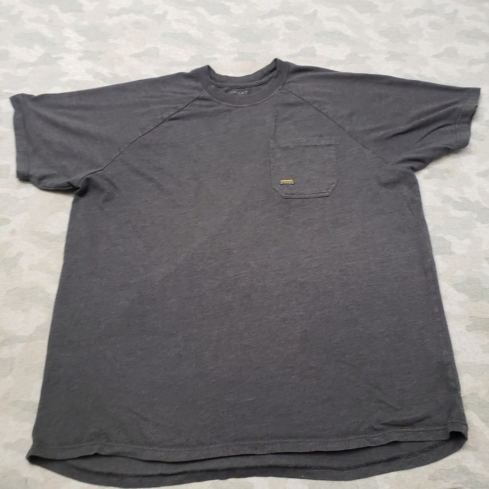 Ariat Shirt Mens 2XL Gray Pocket Tee Short Sleeve Workwear Outdoors